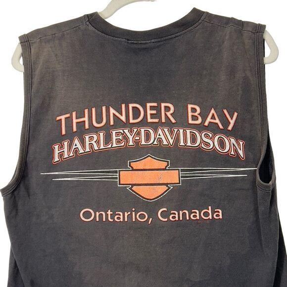 Vintage Harley-Davidson thunder bay Canada Mens faded medium tank top - Picture 1 of 16